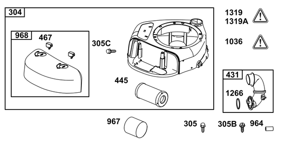 Blower Housing And Air Cleaner Group Diagram and Parts List for 21R777-0151-G1 200000 - 399999 Briggs and Stratton Engine
